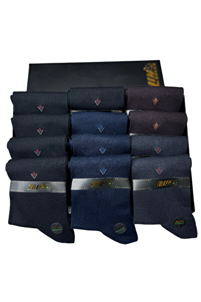 TOLIN Set de 12 șosete din bambus pentru bărbați - culori mixte, model 14681