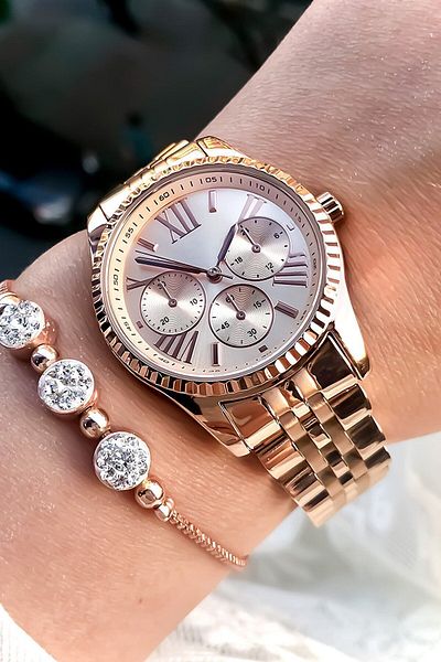 Leerybee Rose Gold Color Steel Strap Unisex Wristwatch