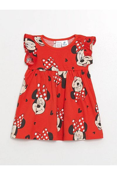 LC Waikiki LCW Baby - Minnie Mouse Print Baby Girl Dress Set of 2, Crew Neck, Sleeveless