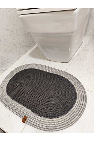 JÜTEX HOME Bohemian Style Jute Wicker Bathroom Set - Single Piece and Mat 40x60