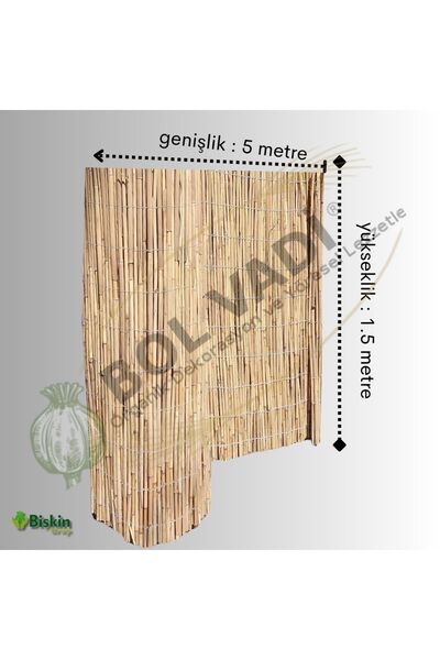 BİŞKİN 1.5m X 5m Afyonkarahisardan Misina Ipli Doğal Bambu Kamış Çit,bahçe Çi...