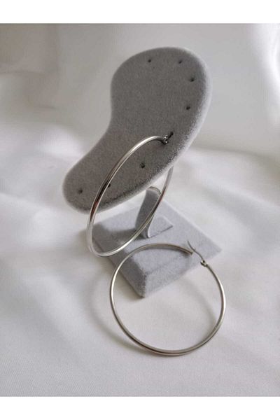 MODA MANANI Silver Color 316L Steel Large Hoop Earrings