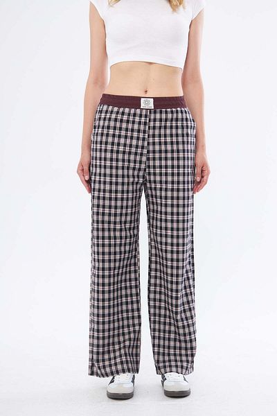Jardin du Soleil High Waist Plaid Boyfriend Pants - 100% Cotton