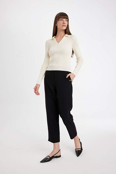 DeFacto Dfc - Carrot Fit High Waist Pocket Straight Leg Trousers