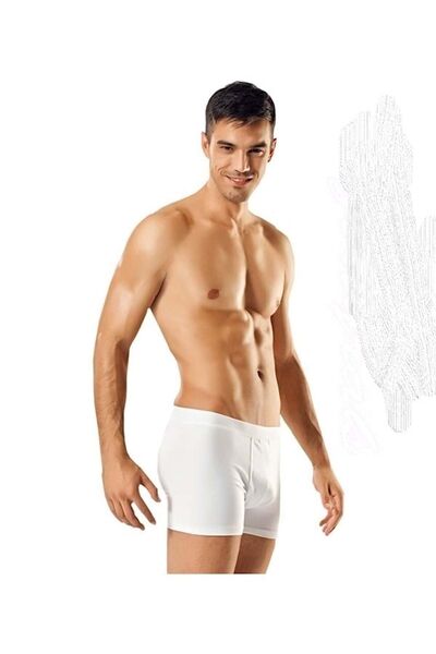 Tutku 9`lu Erkek Likralı Boxer - Beyaz - Xl-4