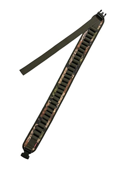 UYĞURCA 30 Adet Kapasiteli Açık Fişeklik - Haki Şeritli Yaprak Desen Kumaş - 12 Calibre