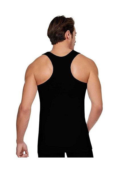 Tutku Men's Black Athlete Rambo Cotton Undershirt 0118 Pack of 6