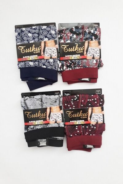 Tutku Men's Lycra Elastane Sports Boxer Combined Color Pack of 4 34% Cotton Boxer Short