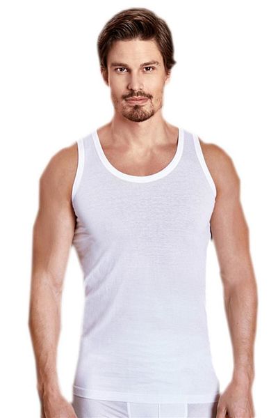 Tutku Laundry Basket 42- Pack of 6 Men's 100% Cotton White Strappy Combed Fabric Classic Undershirt