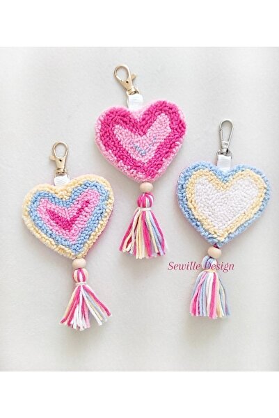 Sewille Design Hand Made Punch Ebruli Kalp Anahtarlık 1