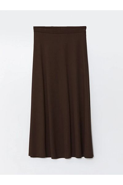 LC Waikiki Lcw Grace - Dark Brown, Elastic Waist Women's Skirt