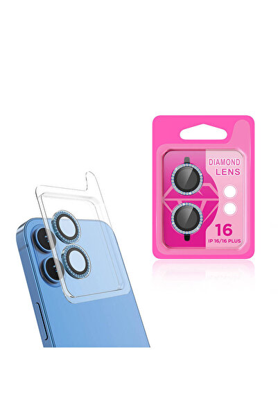 Apple iPhone 16 Plus Uyumlu Lens Koruyucu Simli Temperli Cam Kamera Koruyucu Metal 2 li Set