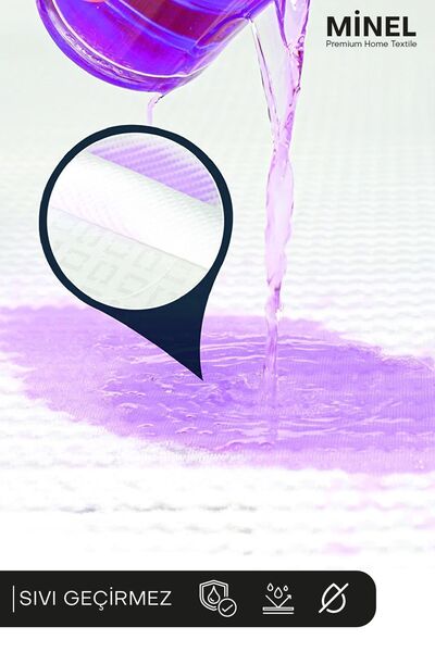 Minel Ev Tekstil %100 Su Sıvı Geçirmez Yatak Koruyucu Alez Full Kenar Pamuklu Tek - Çift Kişilik Çarşaf Fitted Sessiz