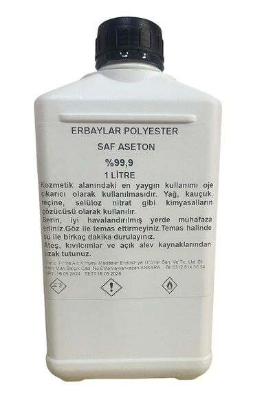 ERBAYLAR POLYESTER SAF ASETON %99,9 OJE TEMİZLEYİCİ 1 LT