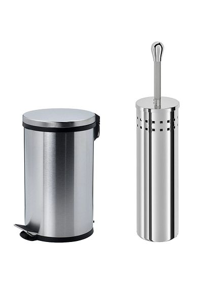 IKEA Σετ μπάνιου 5 τεμαχίων από ανοξείδωτο ατσάλι - Κάδος απορριμμάτων και βούρτσα τουαλέτας Γκρι