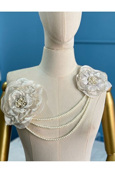 Hayalet kumaş Vintage ikili taş ve incili aksesuar