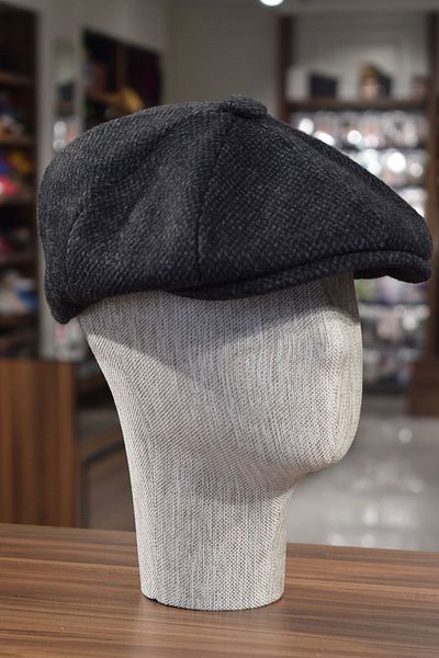 Göksu Şapka Winter Cap British Style Peaky Blinders Black Dotted Newsboy Trend 8 Piece Cap