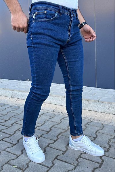 DOPPİO'N DENİM Мъжки тъмносини тесни дънки от ликра