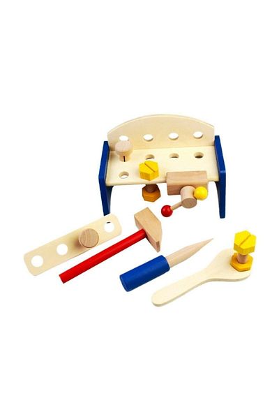 Play Wood Toy Repair Kit with Table Workbench - Study and Educational Repairs