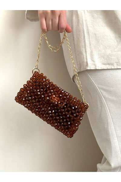 vivozza Τσάντα με χάντρες Honeycomb Model - Βραδινό Φόρεμα Τσάντα - Τσάντα Προσκλητηρίου - Τσάντα ώμου - Βραδινή Τσάντα 20x13cm