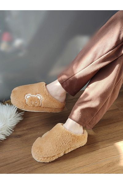 Behtah Kundura Plush Women's Home Slippers - With Dowry and Bundle Detail, Noiseless Thick Sole