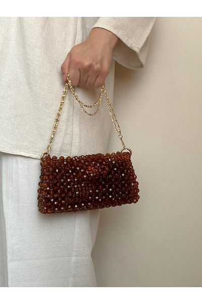 vivozza Τσάντα με χάντρες Honeycomb Model - Βραδινό Φόρεμα Τσάντα - Τσάντα Προσκλητηρίου - Τσάντα ώμου - Βραδινή Τσάντα 20x13cm