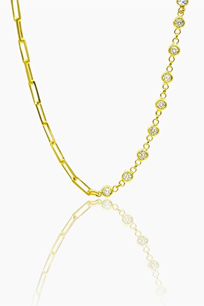 Jewel by Aila Koi Yarı Ataç Yarı Zirkon Taşlı Altın Kaplama Gümüş Kadın Zinci...