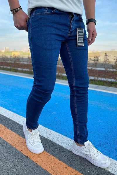DOPPİO'N DENİM Мъжки тъмносини тесни дънки от ликра