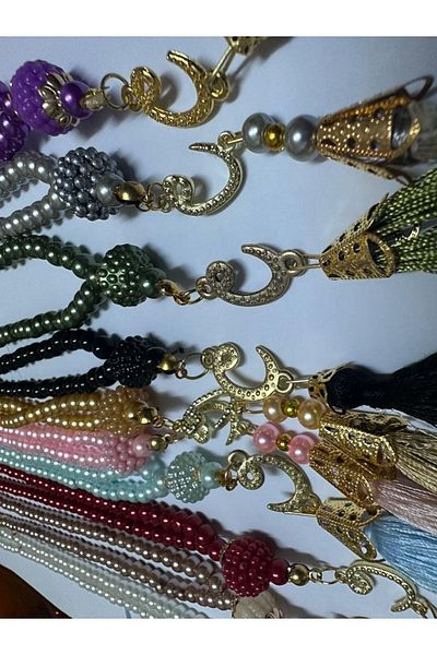 medipek 10 Pieces Gift Vaved Tasseled Mixed Color Glass Pearl Prayer Rosary