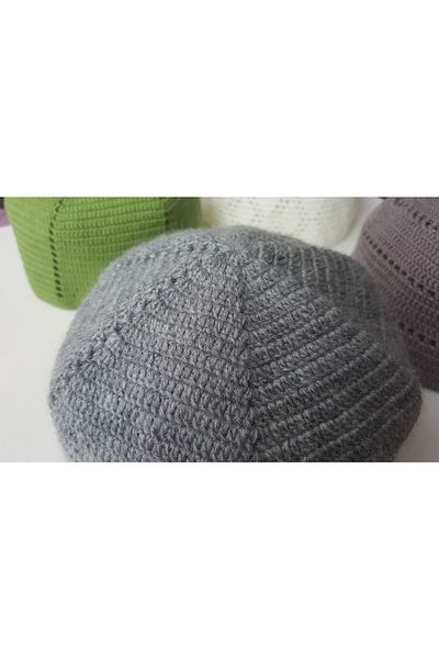 morlalem m 03Yüngri - Gray Wool Skullcap, Handmade Knit, Hundred Percent Woolen Prayer Skullcap
