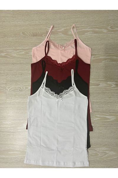 ek bykuzeylingerie Дамски комплект от 4 памучни тениски с презрамки от ликра