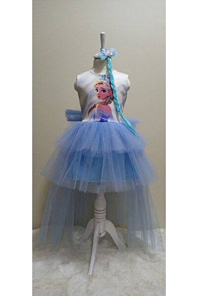 Niliya çocuk giyim Mavi Elsa kuyruklu tütü elbise