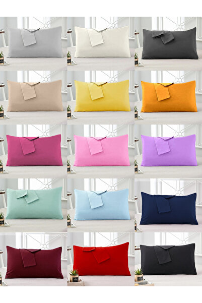 EVA 2 Pieces Anthracite Colored Cotton Ranforce Pillow Case - 50x70 Cm with Cover
