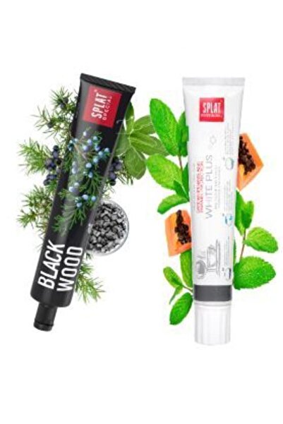 Splat Blackwood Siyah Diş Macunu 75 ml Güçlü Beyazlatma + White Plus Diş Macunu 100 ml