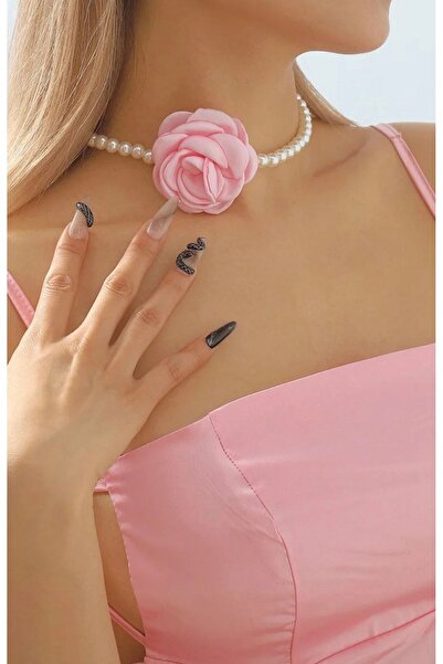 monalisatoka Kadın İncirli Pembe Gül Kolye