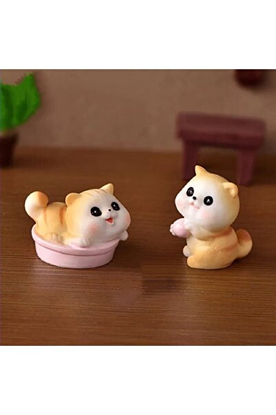Himi Pasta Süsleri 2'li Kedi Maket Kürdanlı Cupcake Pasta Süsü Doğum Günü Süs...