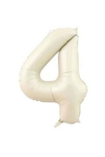 eğlencemarketi Cream Colored Number Foil Balloon - Size 4 (34 Inch 76 cm)
