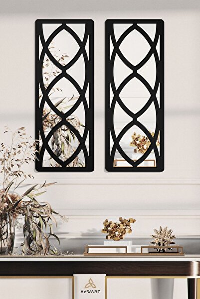 AHWART Pleksi Aynalı Mdf 2'li Duvar Penceresi Geometrik Model