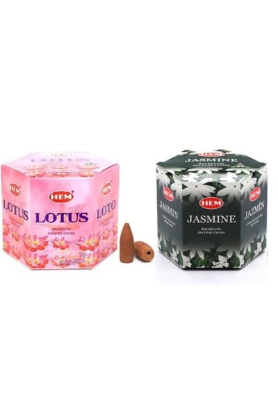 Hem Geri Akışlı Şelale Tütsü Konileri Lotus Çiçeği ve Yasemin Aromalı 40 Adet...