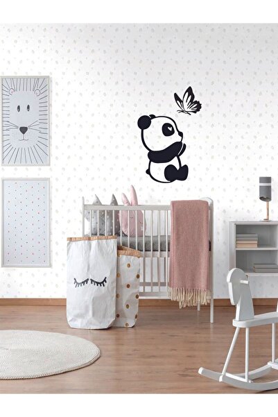 softclass Panda ve Kelebek Çocuk Odası Duvar Süsü Bebek Odası