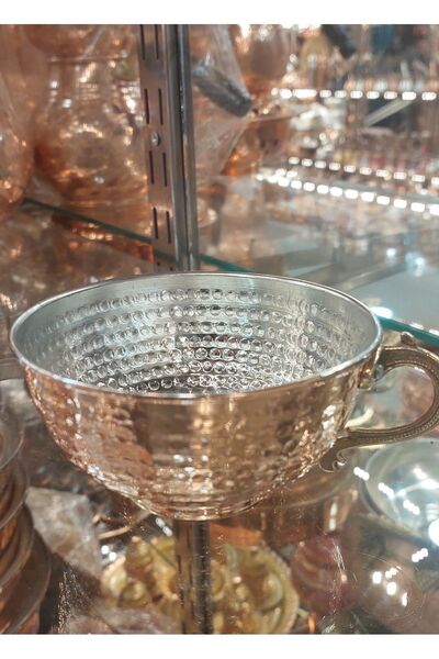 Bakır Center Copper Ayran Cup Copper Cup Copper Water Cup Set 1 Large Size Handle