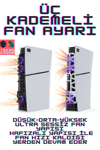 beboncool Tp5-3538s Ps5 Slim Disk/ps5 Slim Dijital/ps5 Pro Uyumlu Rgb Arka Soğutucu Fan