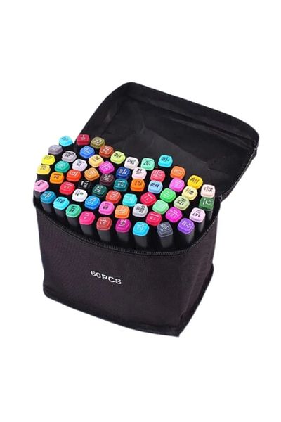Vuslat Design Set of 60 Touch Silky Twin Marker Pens - with Bag