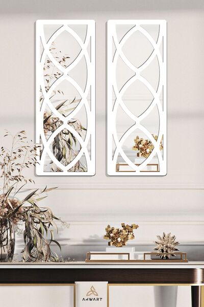 AHWART Pleksi Aynalı Mdf 2'li Duvar Penceresi Geometrik Model