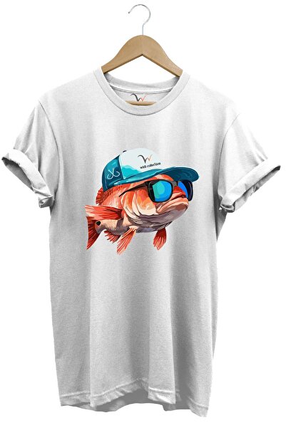 WİDİ Tricou imprimat pentru vânătoare de pește - cu pălărie, 100% bumbac, cu ...