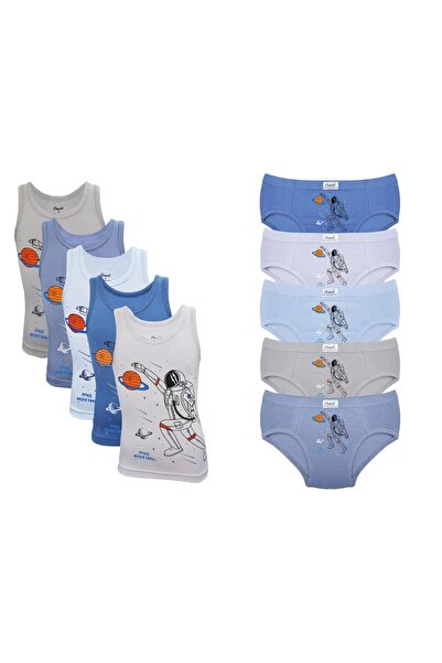 Onurel طقم ملابس داخلية للأولاد من الليكرا الملون مطبوع عليها رائد فضاء مكون ...