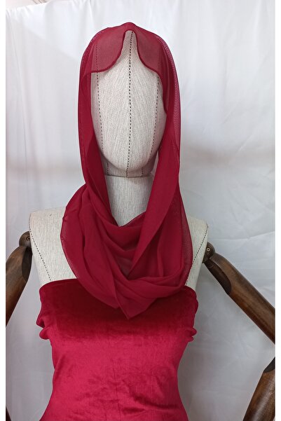 es moda shop Amy noor dört kullanımlı likra tül şal bordo