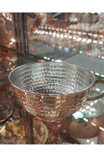 Bakır Center Copper Ayran Cup Copper Cup Copper Water Cup Set 1 Large Size Handle