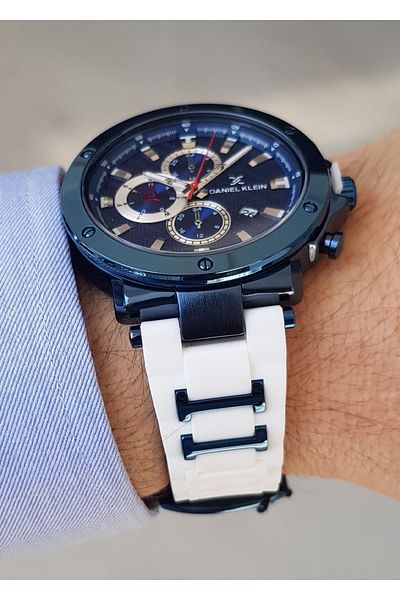 Daniel Klein White Silicone Strap Calendar Men's Wristwatch