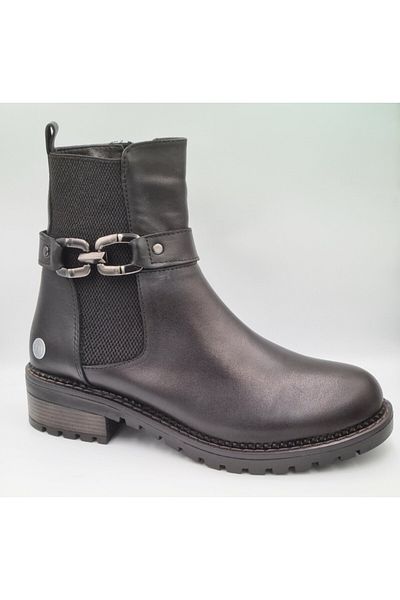 Mammamia D24KB-1785 Μαύρο Γνήσιο Δέρμα - Γυναικείες Casual Μπότες με Πλαϊνό Λάκτικο